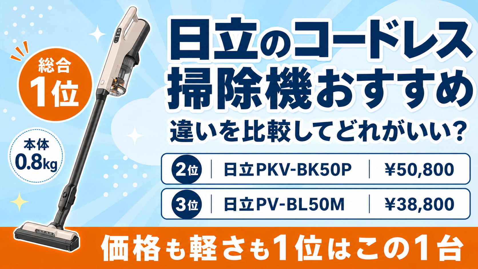 日立のコードレス掃除機おすすめ比較 アイキャッチ