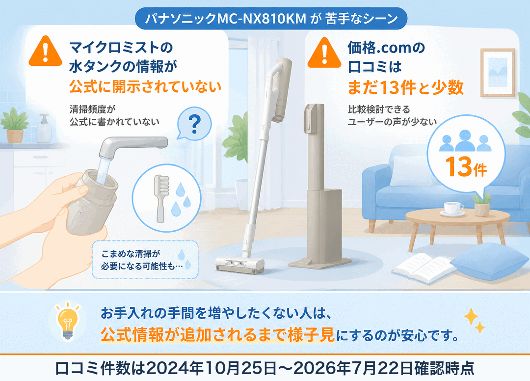 パナソニックMC-NX810KM が苦手なシーン
